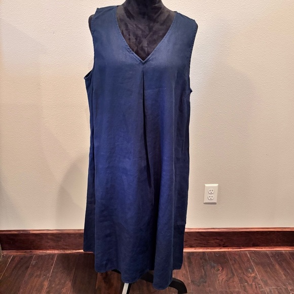 J. Jill Dresses & Skirts - J Jill Love Linen Sleeveless Pintuck Dress in Navy, XL Tall, Beachy Summer Comfy